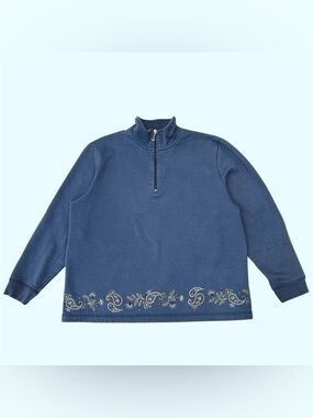 Vintage 90s Country Collection Cottagecore 1/4 Zip Paisley Mockneck Large